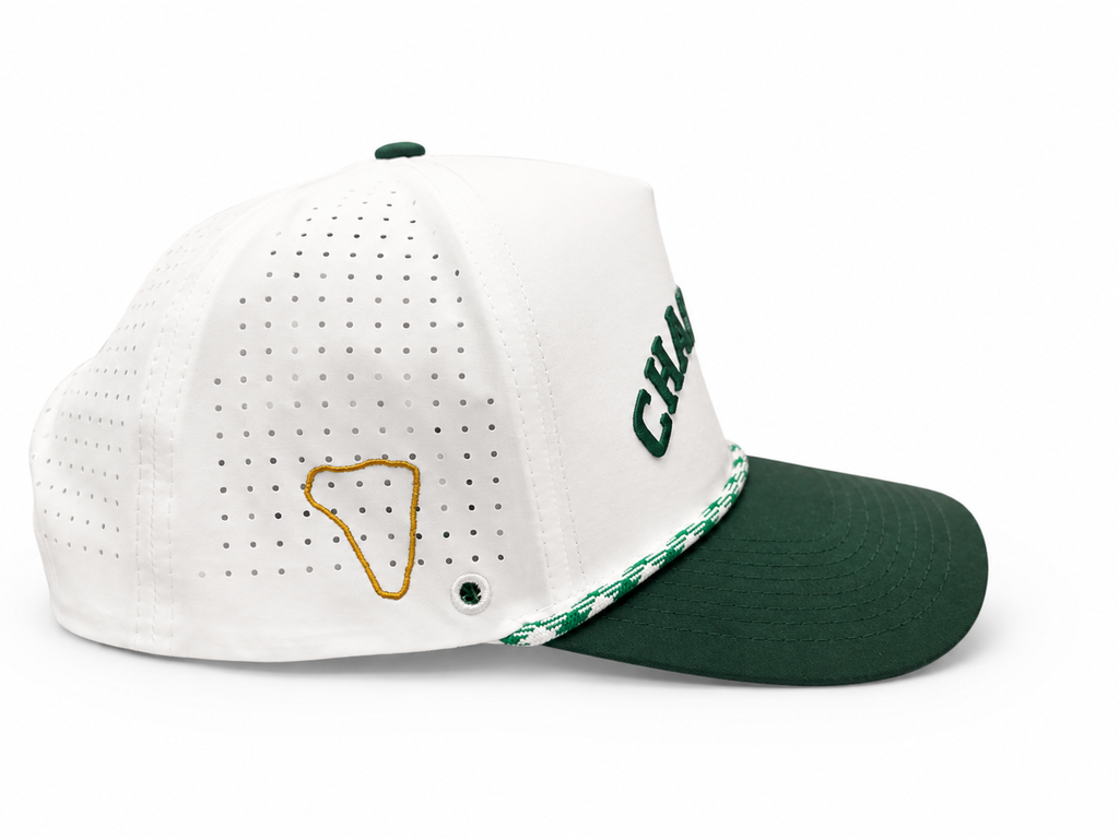 The Chastain Players Hat – opposite side showing gold course outline embroidery