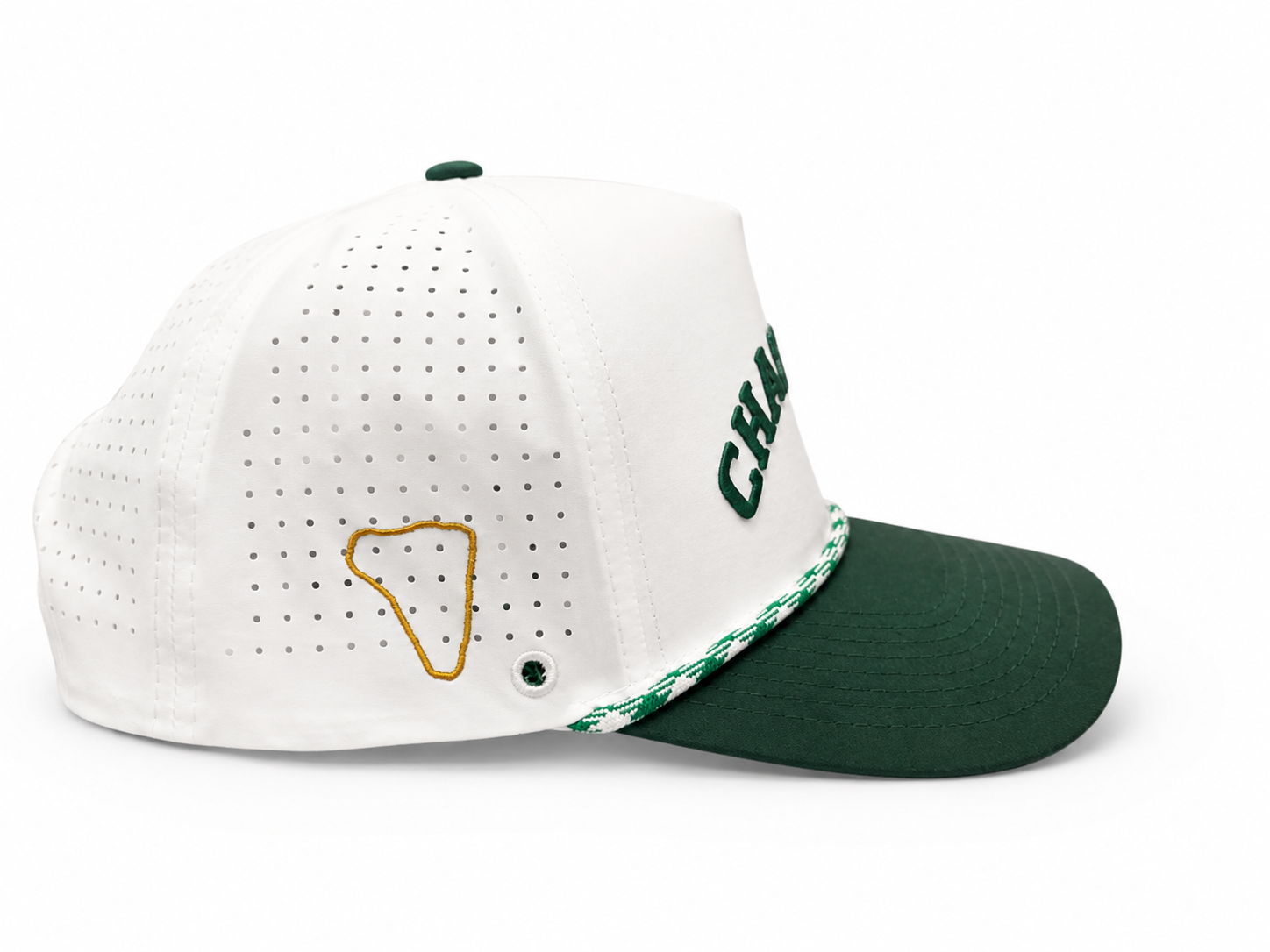 The Chastain Players Hat – opposite side showing gold course outline embroidery