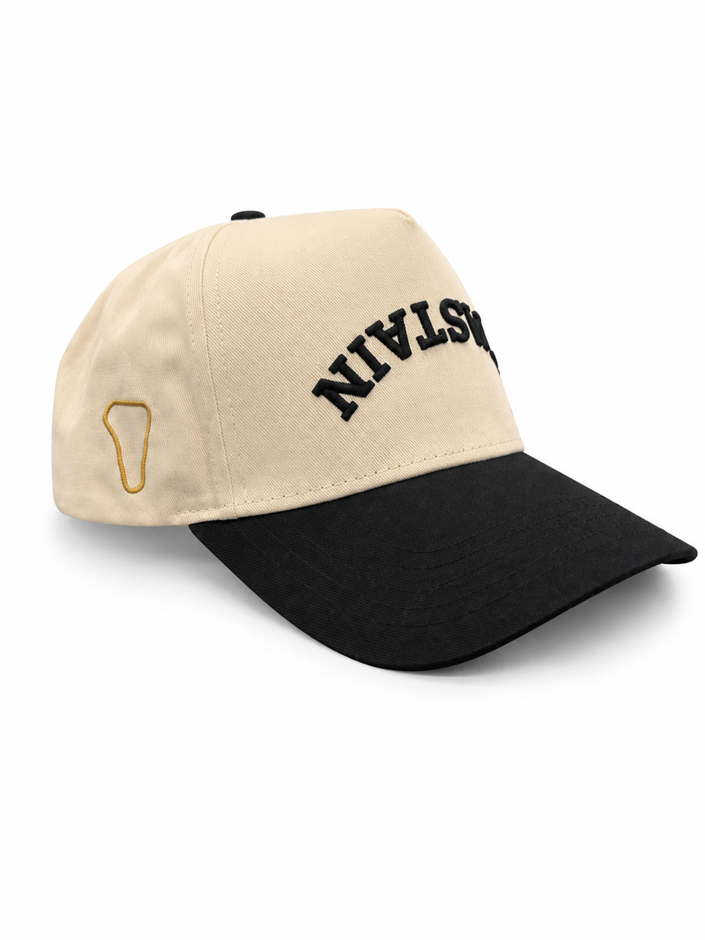Upside Down Chastain Members Only Black – side profile showing gold course outline and CPCC back embroidery