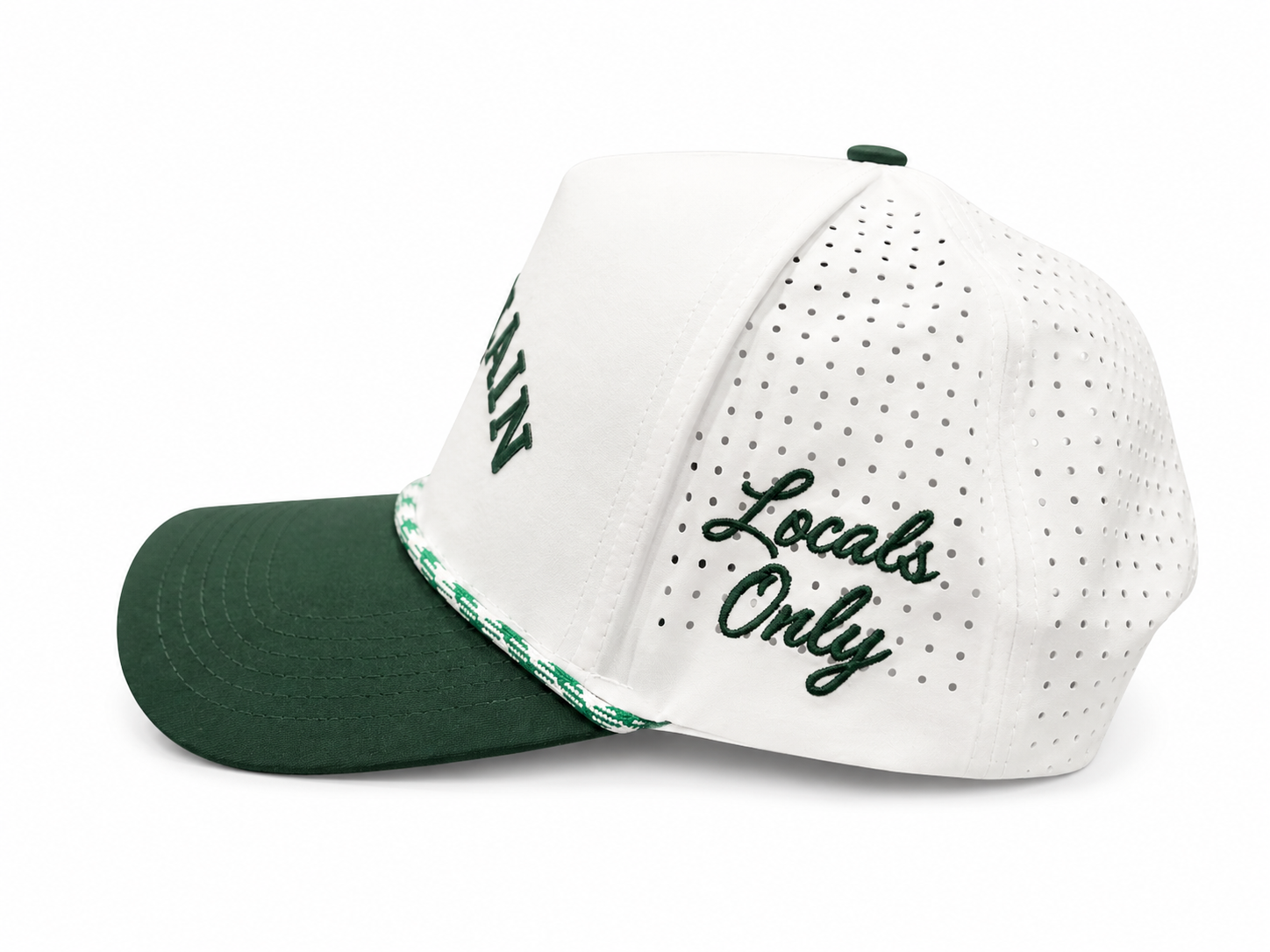 The Chastain Players Hat – side view showing Locals Only script and tee holder