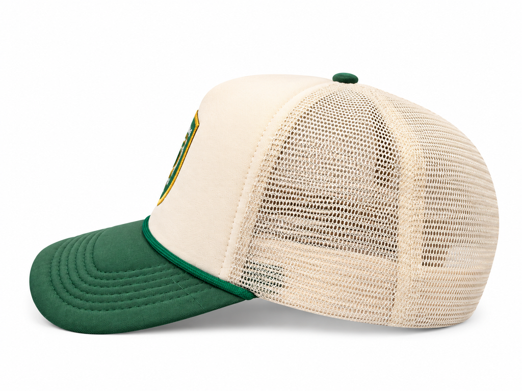 In The Park Hat – opposite side profile showing green brim and rope detail