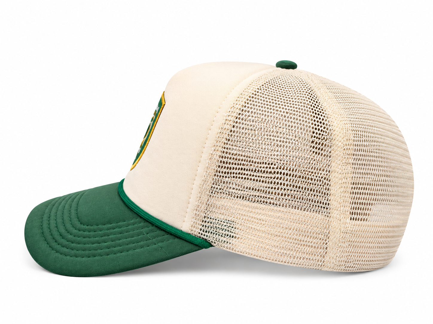In The Park Hat – opposite side profile showing green brim and rope detail