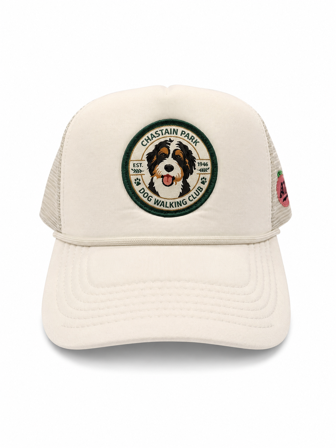 Chastain Park Dog Walking Club Hat – front angle with ATL peach patch visible