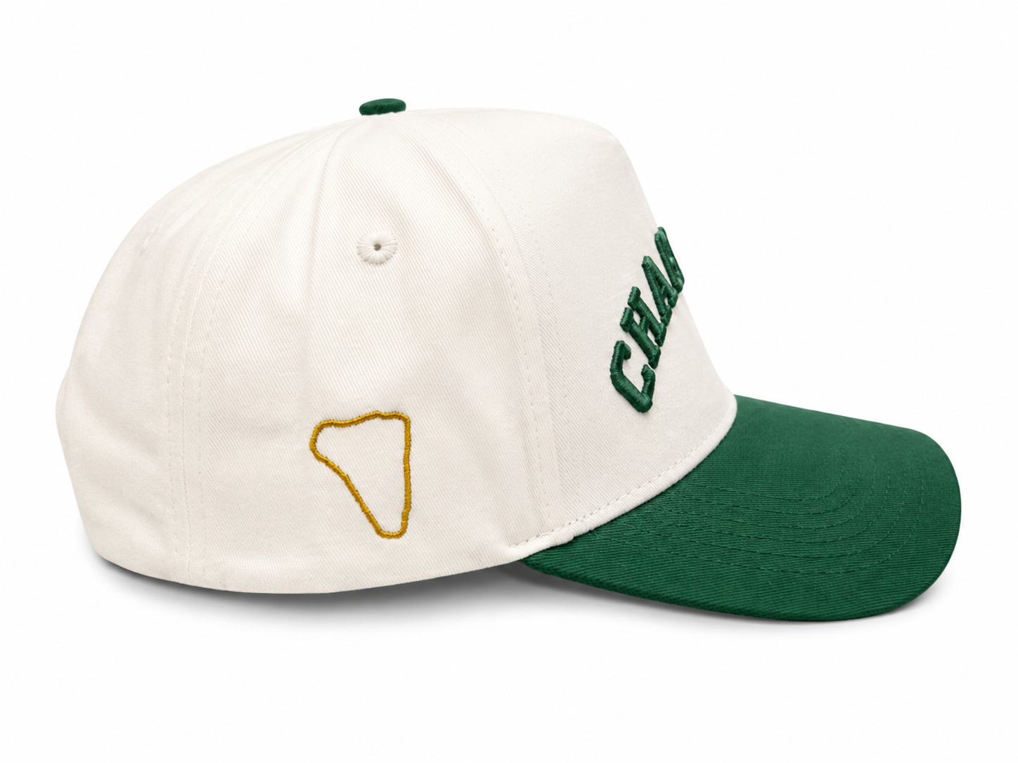 Chastain Locals Only Green – side view showing gold course outline on panel