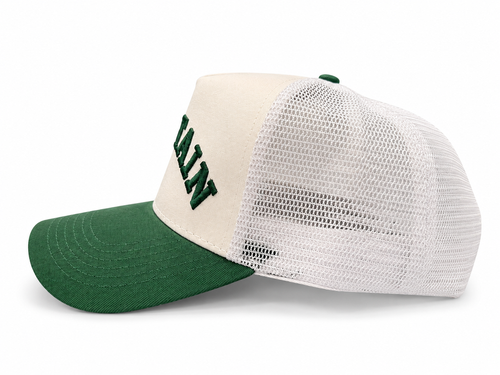 Chastain Trucker Green – opposite side profile showing green brim and white mesh back