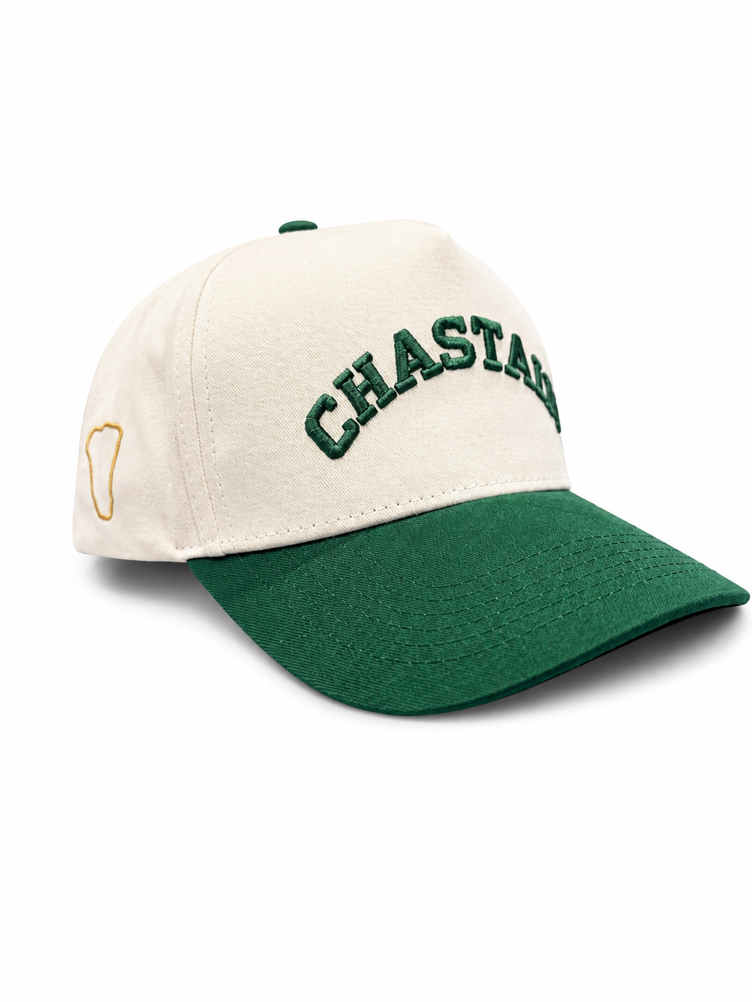 Chastain Locals Only Green – front view showing CHASTAIN arch embroidery