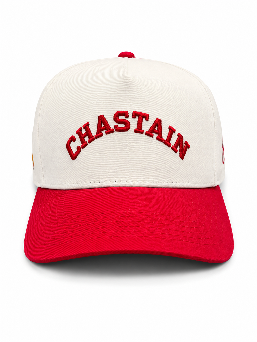 Chastain Hat Red – side showing Locals Only script embroidery