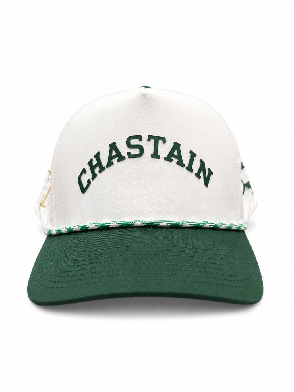 The Chastain Players Hat – front view showing CHASTAIN embroidery and rope detail