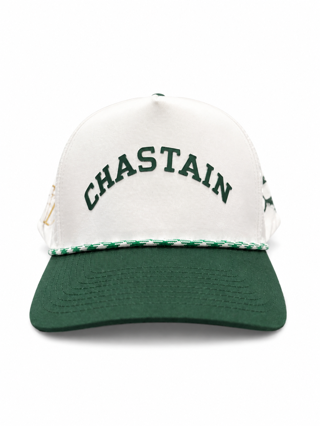 The Chastain Players Hat – front view showing CHASTAIN embroidery and rope detail